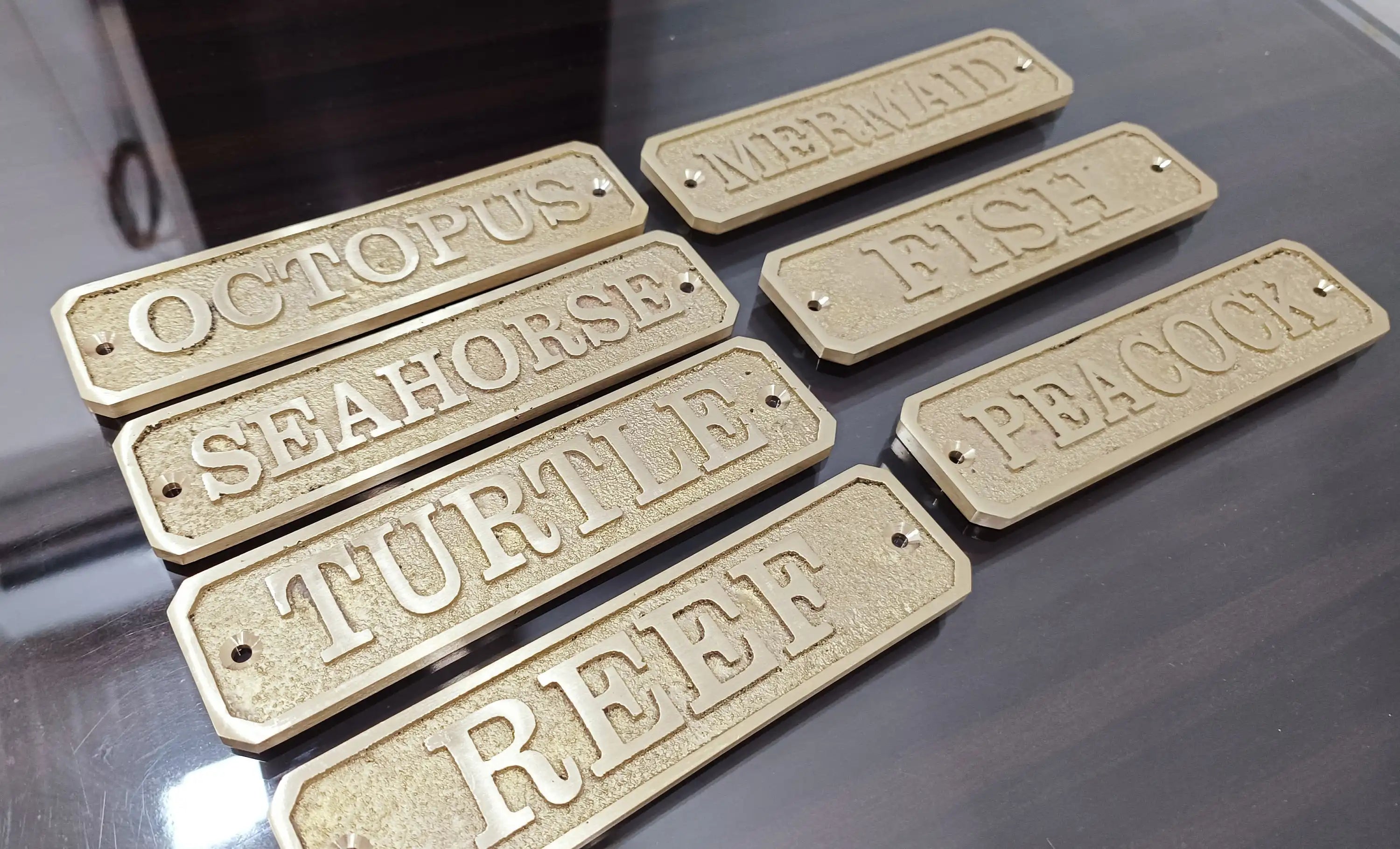 Brass Door Sign with Custom Text , Name Plates, Vintage Brass Sign