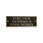Gedenktafel Bank, Baum & Grab – Beispiel einer Personalisierung
