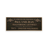 Bronze-Gedenktafel Sitzbank – Beispiel einer Personalisierung