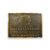 Architektur-Messingschild – Nahaufnahme der Oberfläche