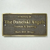 Memorial bench plaque with raised 3D lettering