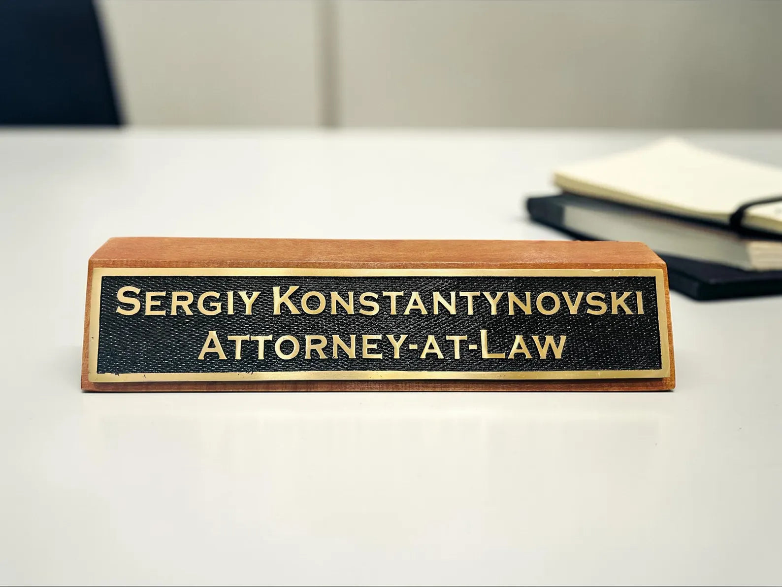 Executive office desk nameplate custom text