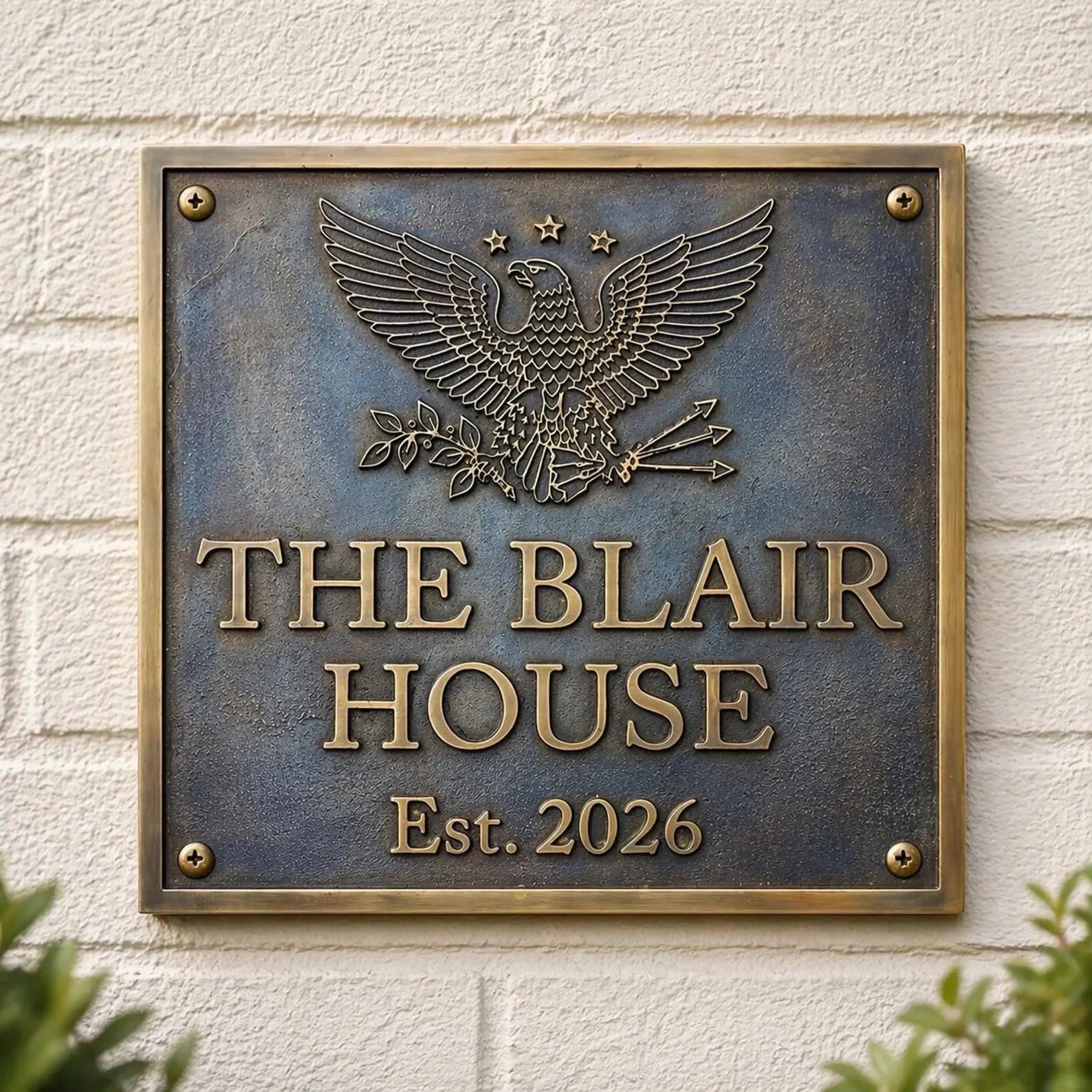  customized bronze address plaque
