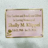 Memorial plaque for Shelly M. Klipple on a light background
