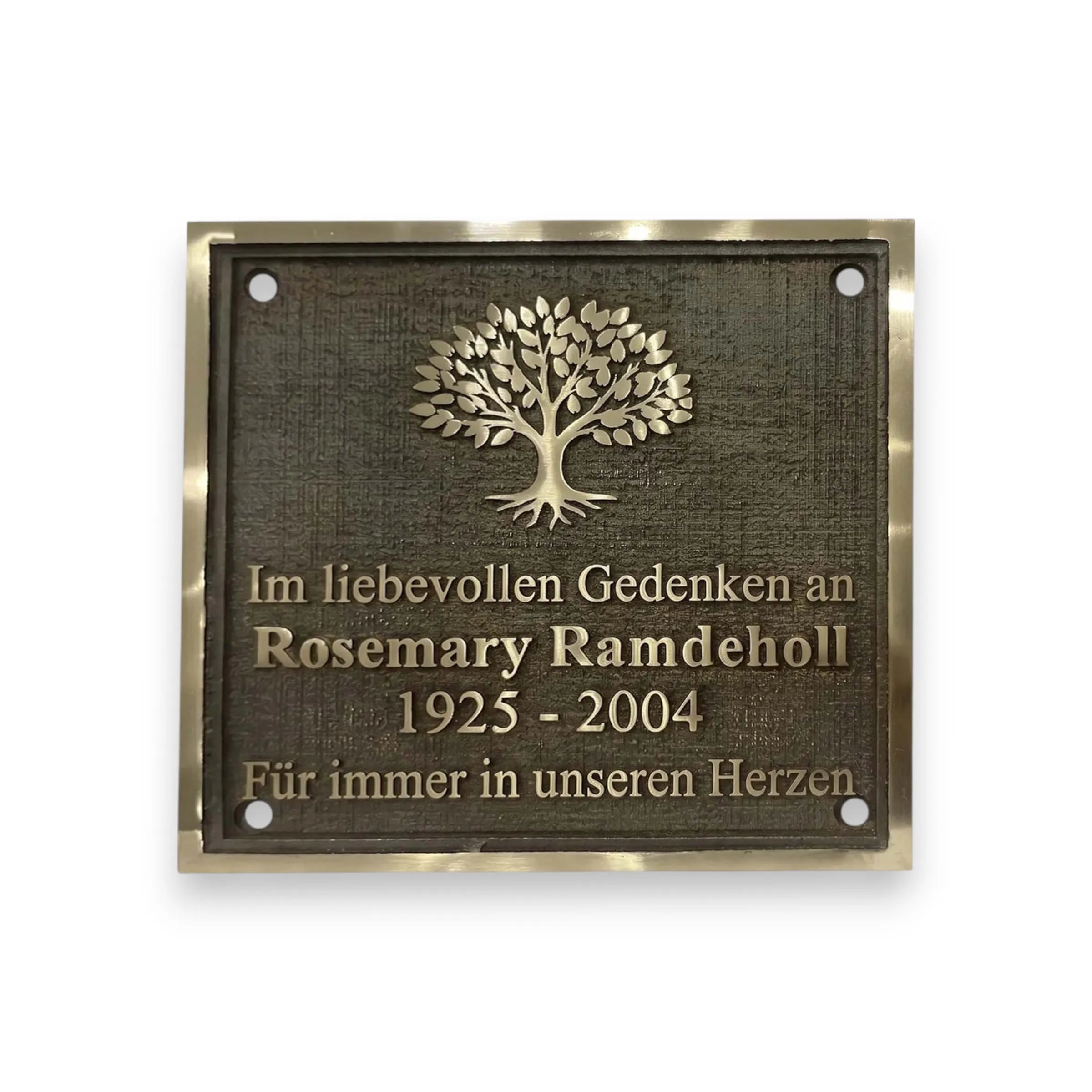 Bronze-Gedenktafel nach Maß – Detailansicht der Gravur