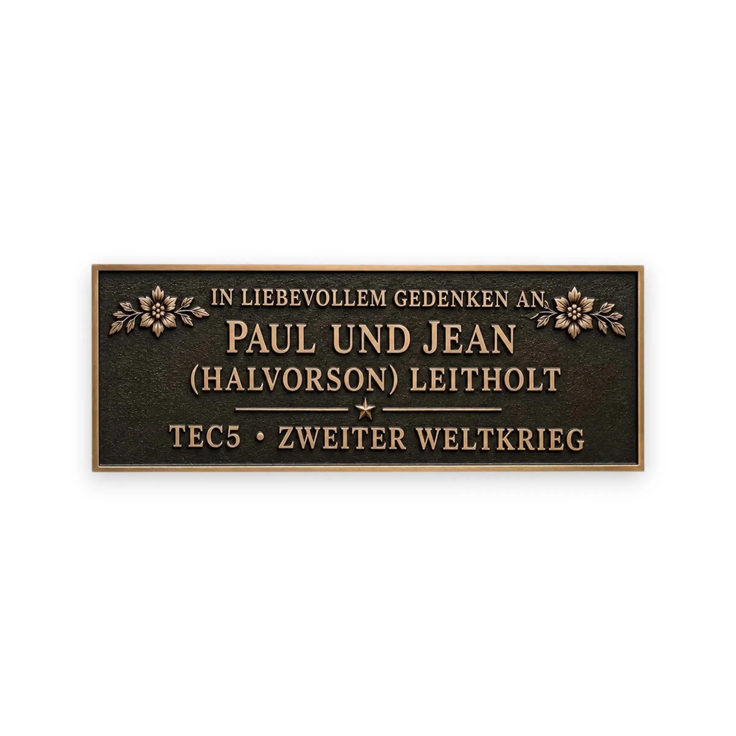 Bronze-Gedenktafel Sitzbank – Beispiel einer Personalisierung
