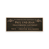 Bronze-Gedenktafel Sitzbank – Beispiel einer Personalisierung