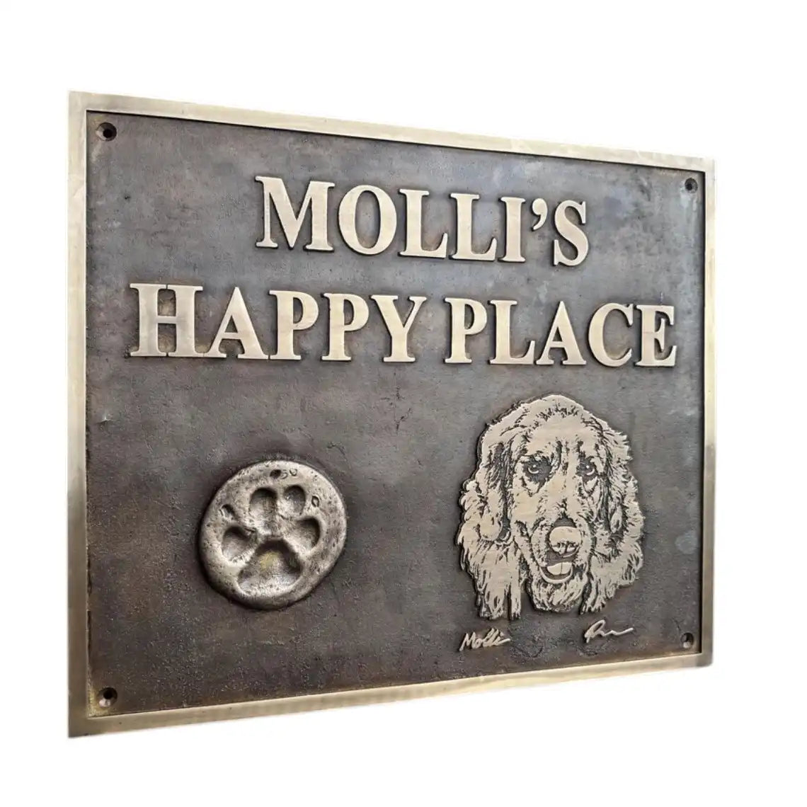 Custom Bronze Plaque with Pet Design – Personalized Address or Memorial Sign
