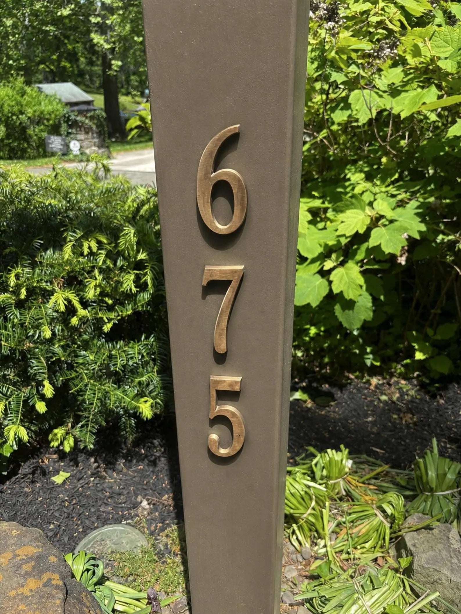 Solid bronze mailbox address numbers featuring a durable oil rubbed bronze finish.