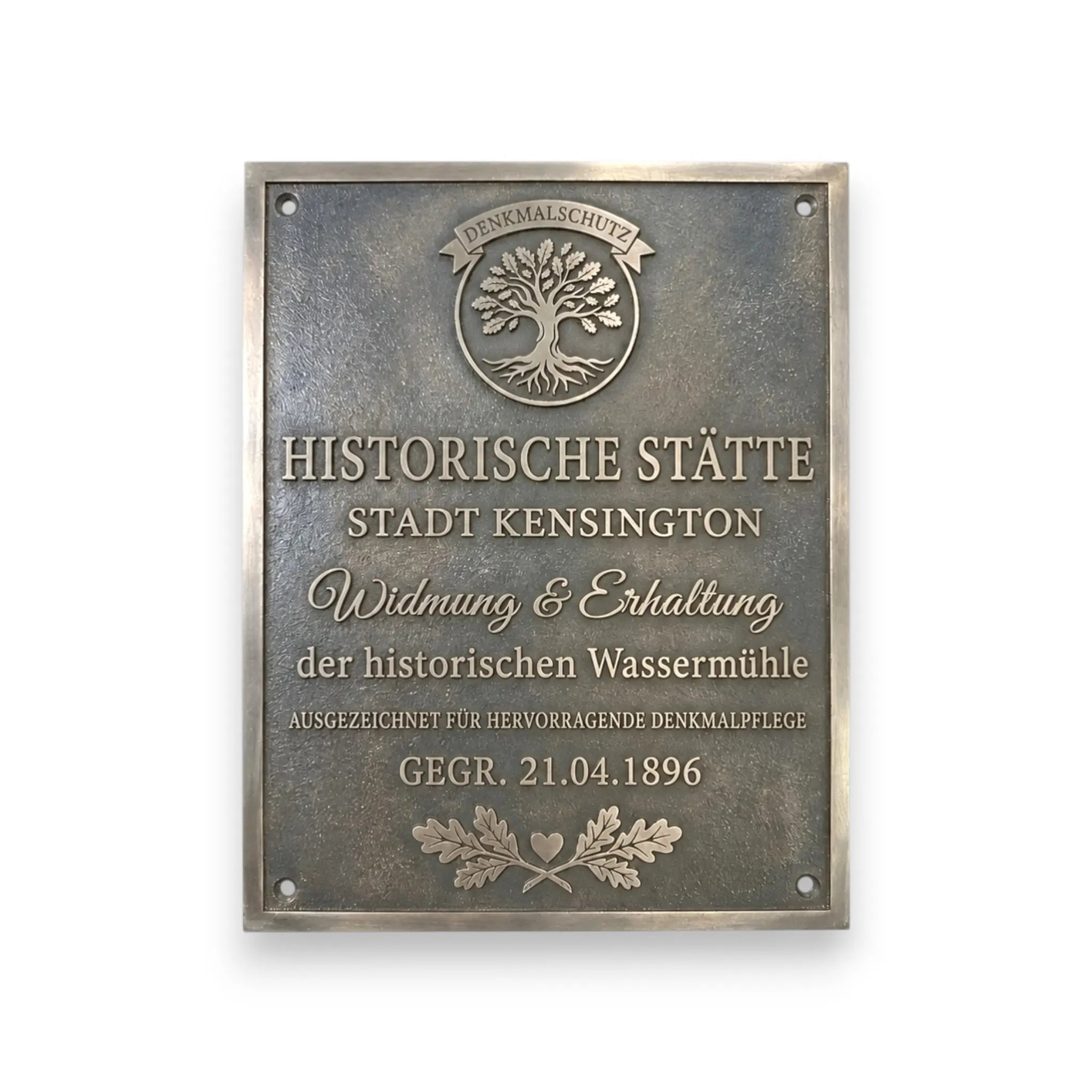 Bronzetafel historische Stätte – Detailansicht der Gravur