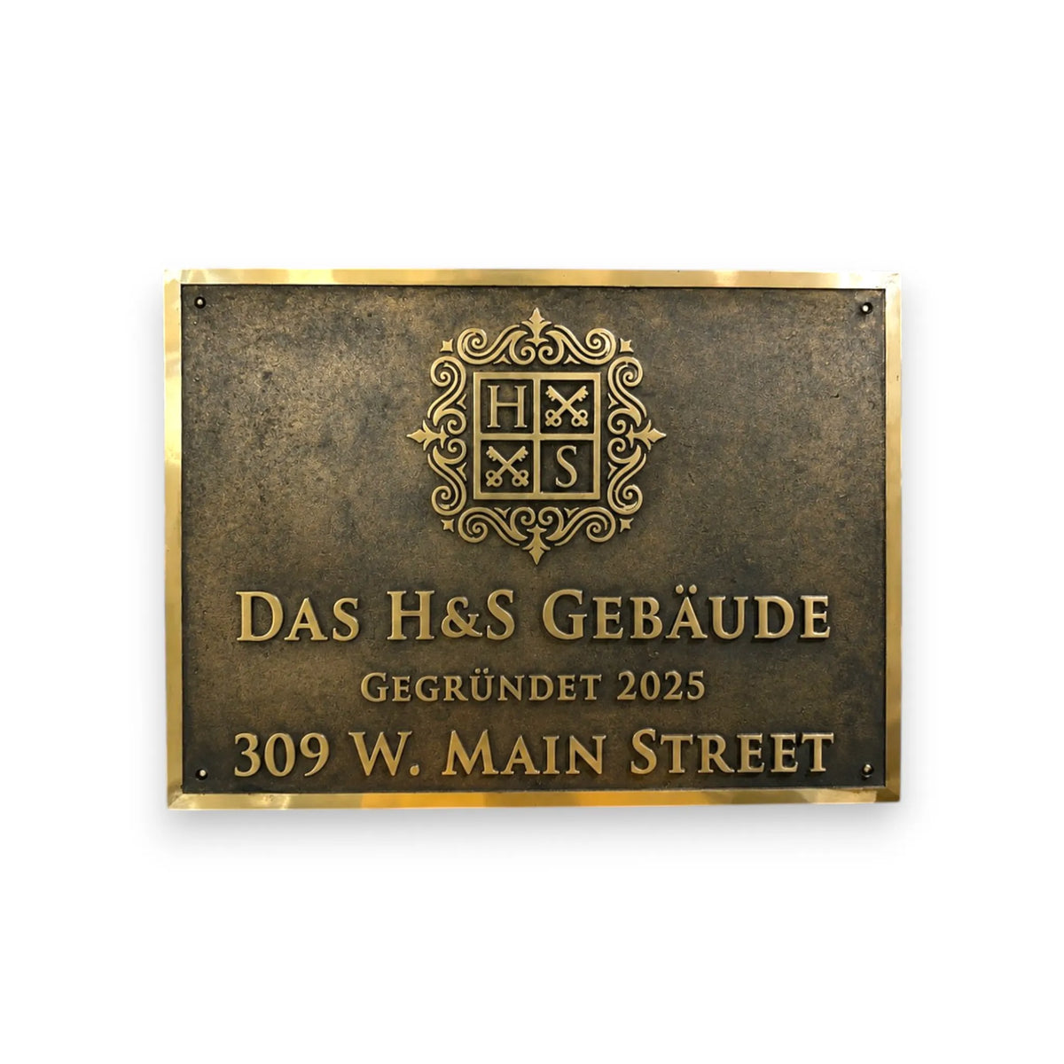 Architektur-Messingschild – Nahaufnahme der Oberfläche