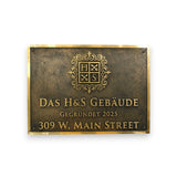 Architektur-Messingschild – Nahaufnahme der Oberfläche