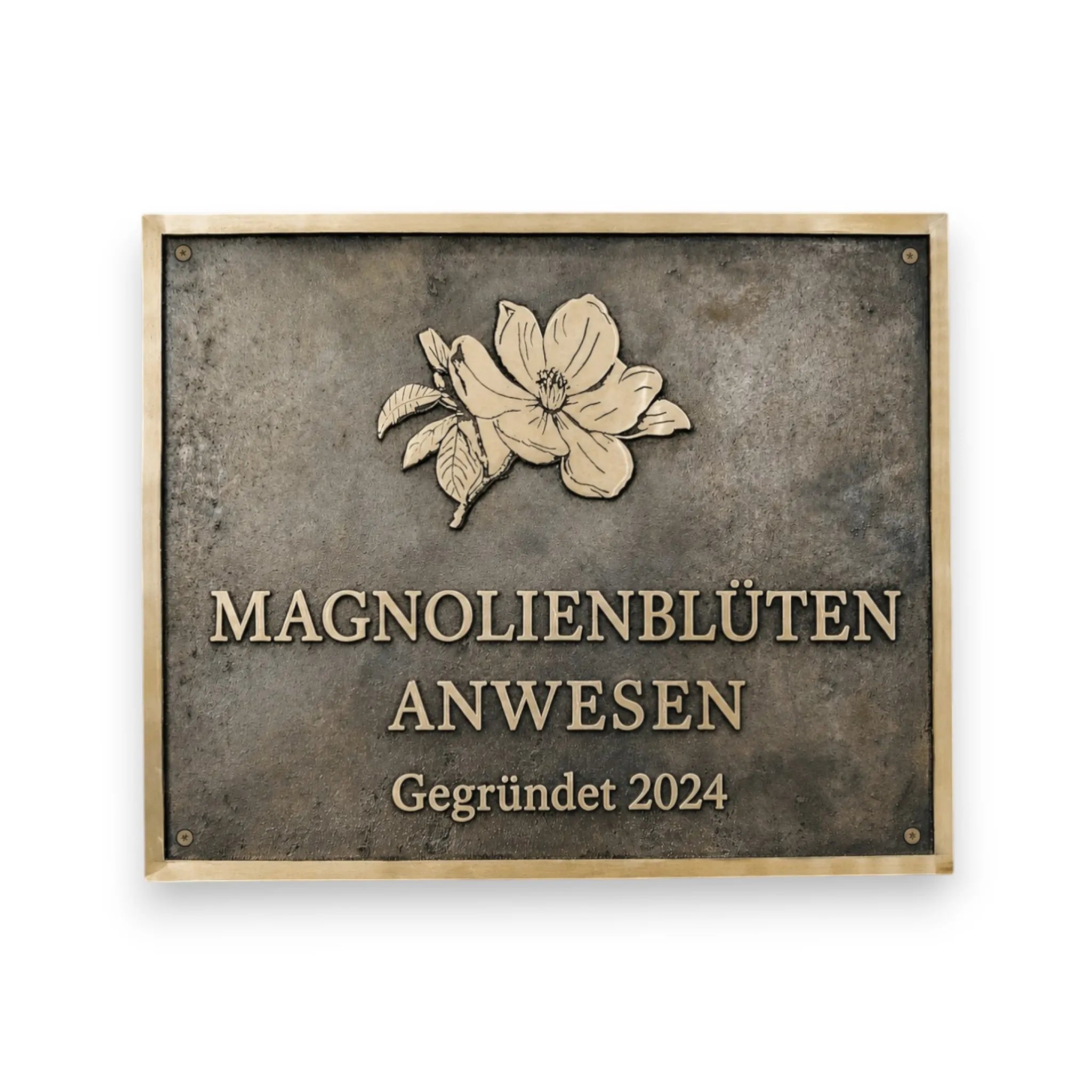 Bronze-Adressschild mit Wunschtext & Logo – Maße und Ausführung