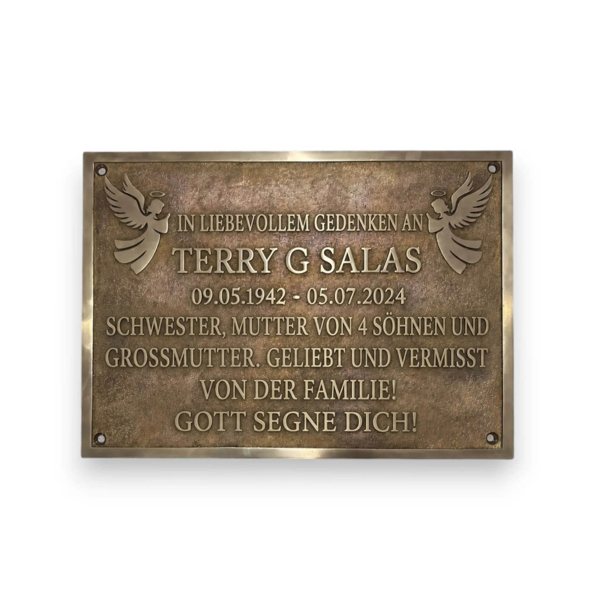 Gedenktafel Grab Bronze – Beispiel einer Personalisierung