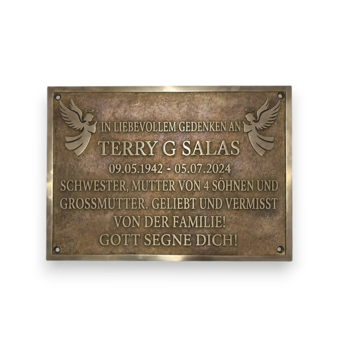 Gedenktafel Grab Bronze – Beispiel einer Personalisierung