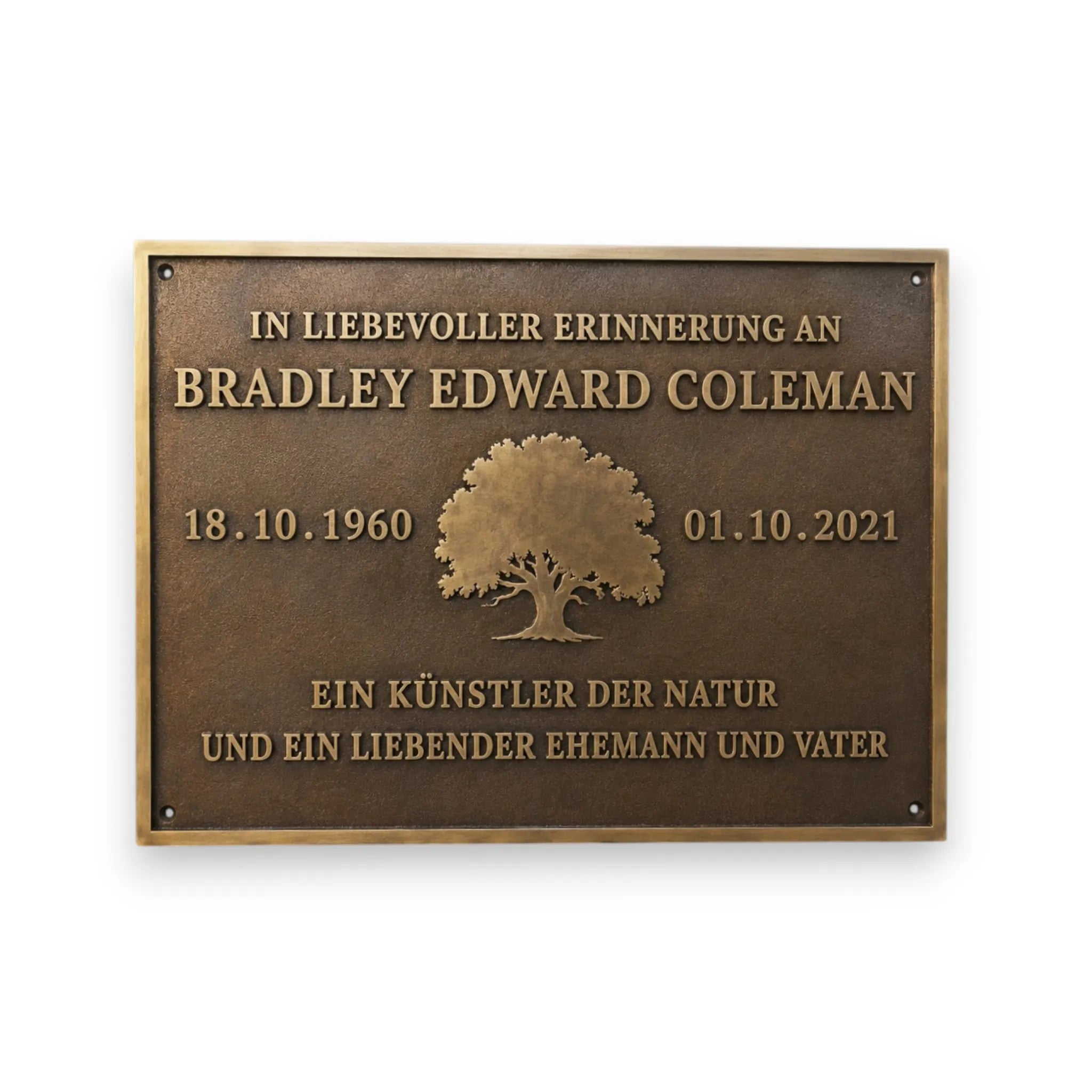Bronze-Gedenktafel wetterfest – Nahaufnahme der Oberfläche