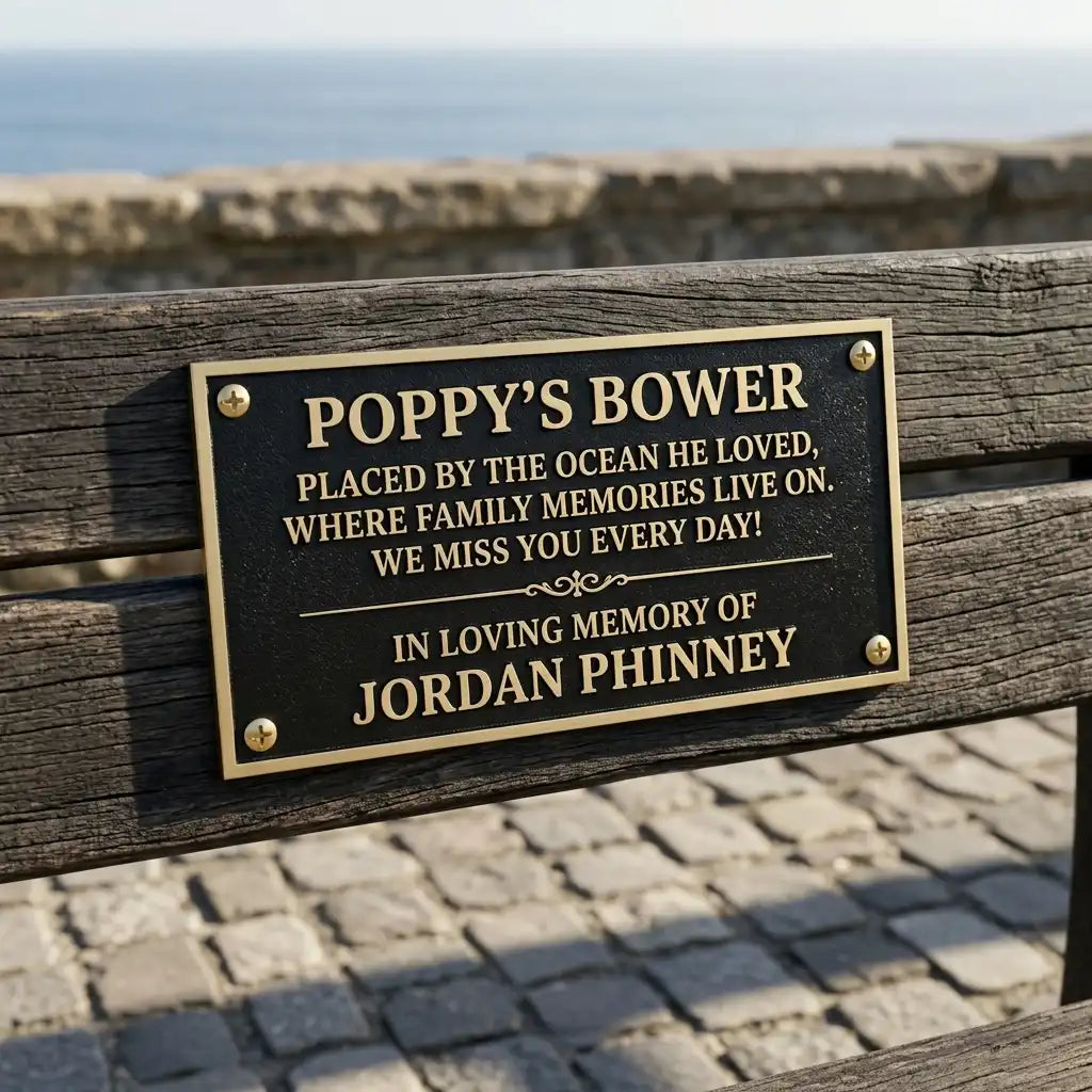 outdoor memorial plaque sand cast texture closeup